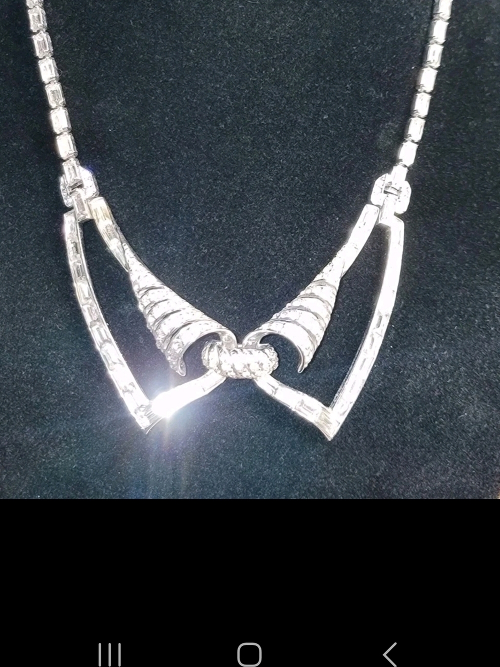 Vtg Boucher Rhodium Rhinestone Bib Collar Necklace Rare Elegant Women Jewelry